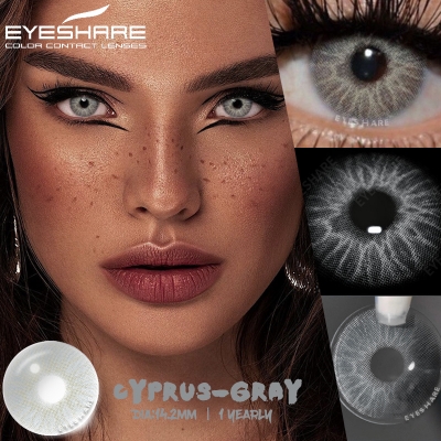 Picture of New Cyprus Gray Color Contact Lens With Regular Kit Box For Men And Women. 1 Pair Cyprus Color Contact Lens For Eye Makeup and Cosmetics. Cyprus Series. #cyprus