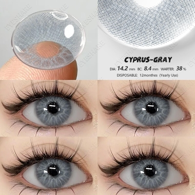 Picture of New Cyprus Gray Color Contact Lens With Regular Kit Box For Men And Women. 1 Pair Cyprus Color Contact Lens For Eye Makeup and Cosmetics. Cyprus Series. #cyprus