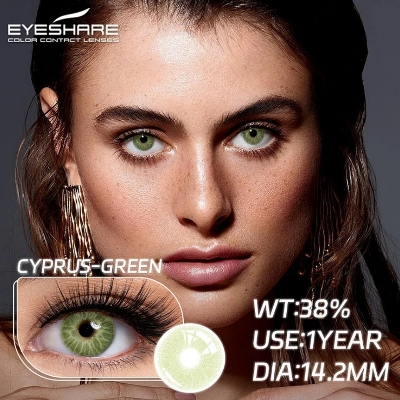 Picture of New Cyprus Green Color Contact Lens With Regular Kit Box For Men And Women. 1 Pair Color Contact Lens For Eye Makeup Cosmetics. Cyprus Series. #cyprus