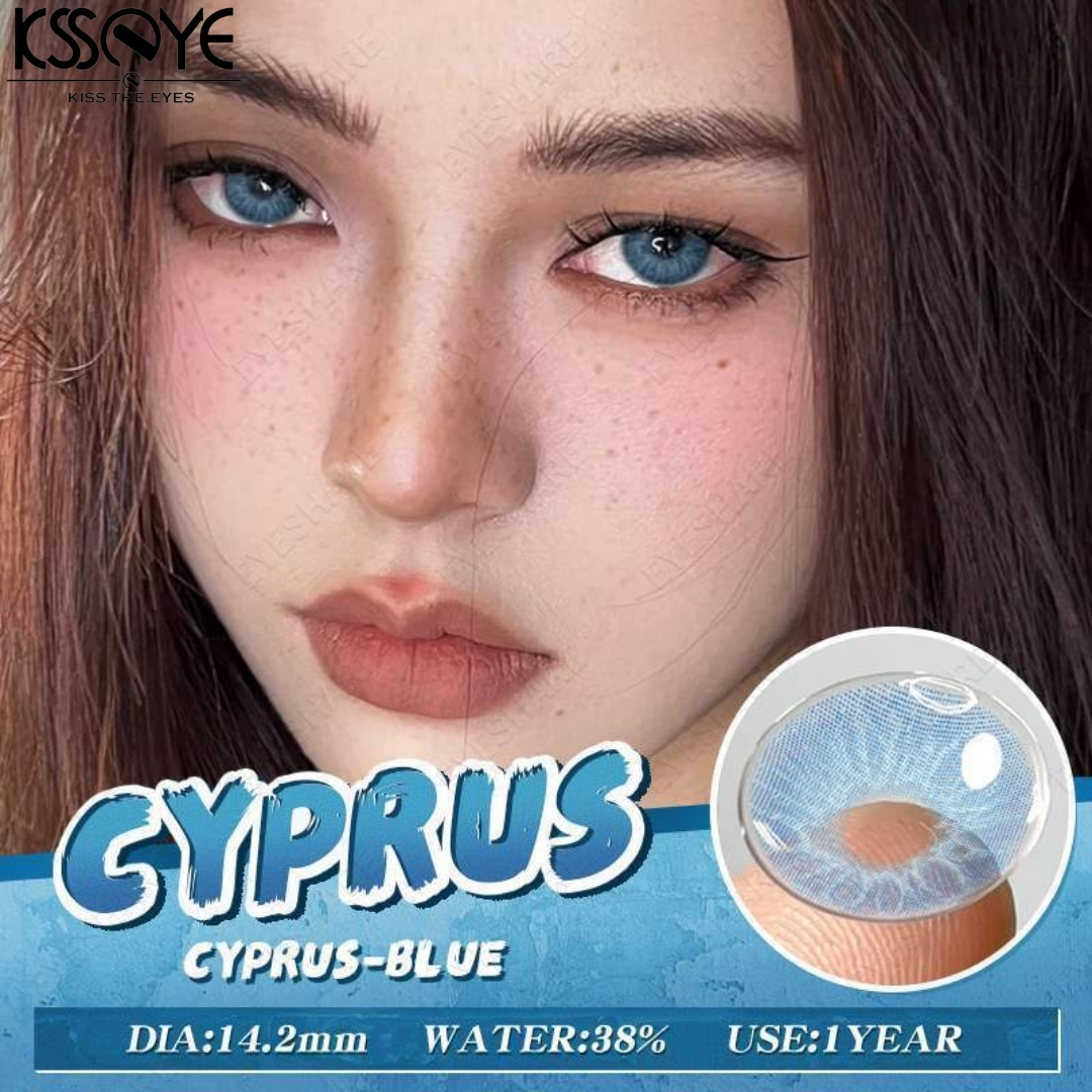 Picture of New Ksseye Cyprus Blue Color Contact Lens With Regular Kit Box For Men And Women. 1 Pair Ksseye Color Contact Lens For Eye Mackup Cosmetics. Ksseye Cyprus Series. #cyprus
