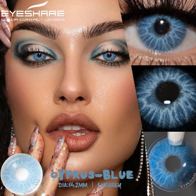 Picture of New Cyprus Blue Color Contact Lens With Regular Kit Box For Men And Women. 1 Pair Ksseye Color Contact Lens For Eye Mackup Cosmetics. Cyprus Series. #cyprus