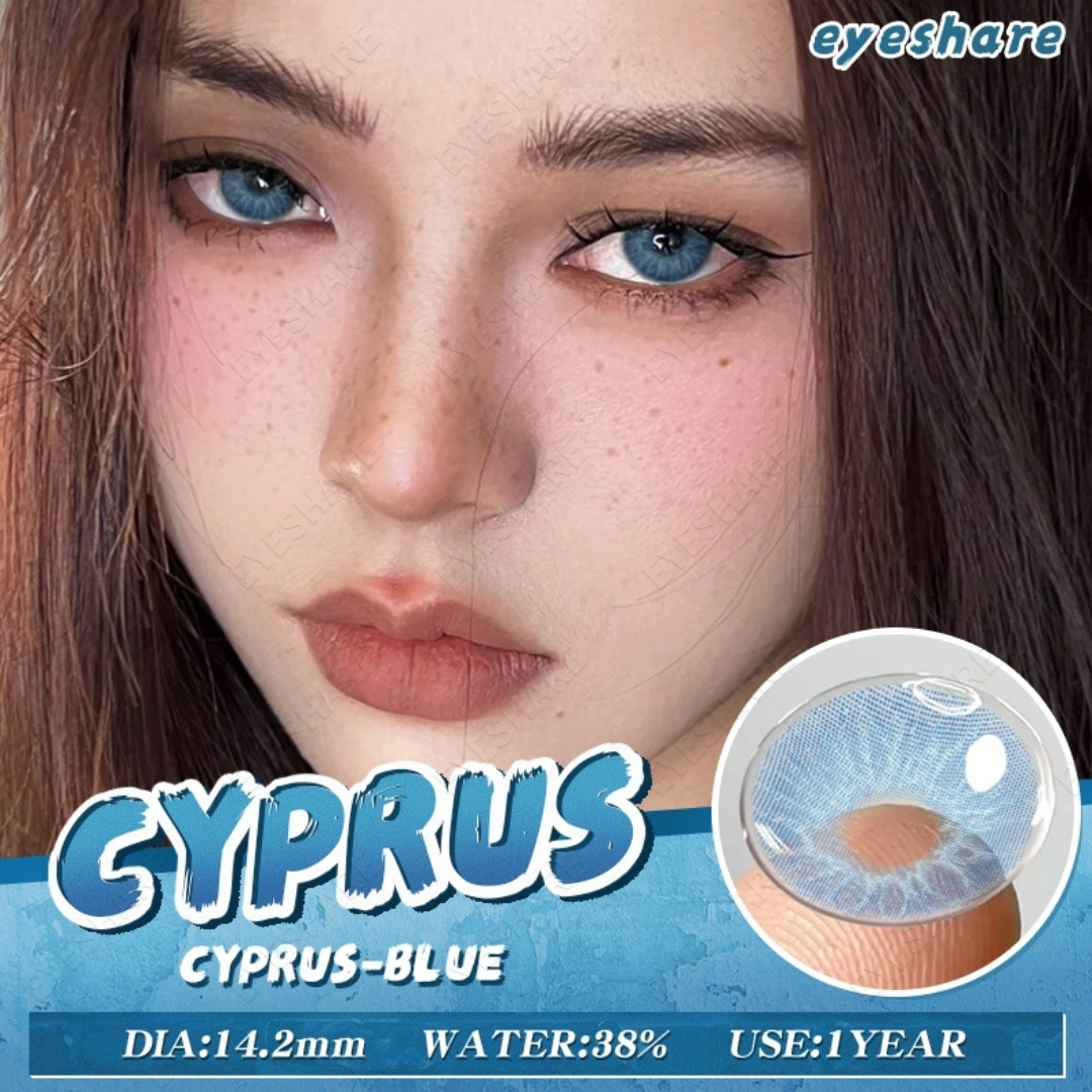 Picture of New Cyprus Blue Color Contact Lens With Regular Kit Box For Men And Women. 1 Pair Ksseye Color Contact Lens For Eye Mackup Cosmetics. Cyprus Series. #cyprus