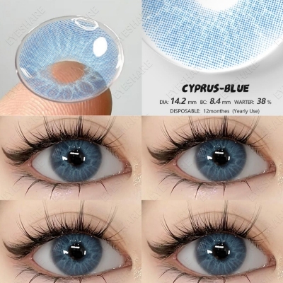 Picture of New Cyprus Blue Color Contact Lens With Regular Kit Box For Men And Women. 1 Pair Ksseye Color Contact Lens For Eye Mackup Cosmetics. Cyprus Series. #cyprus
