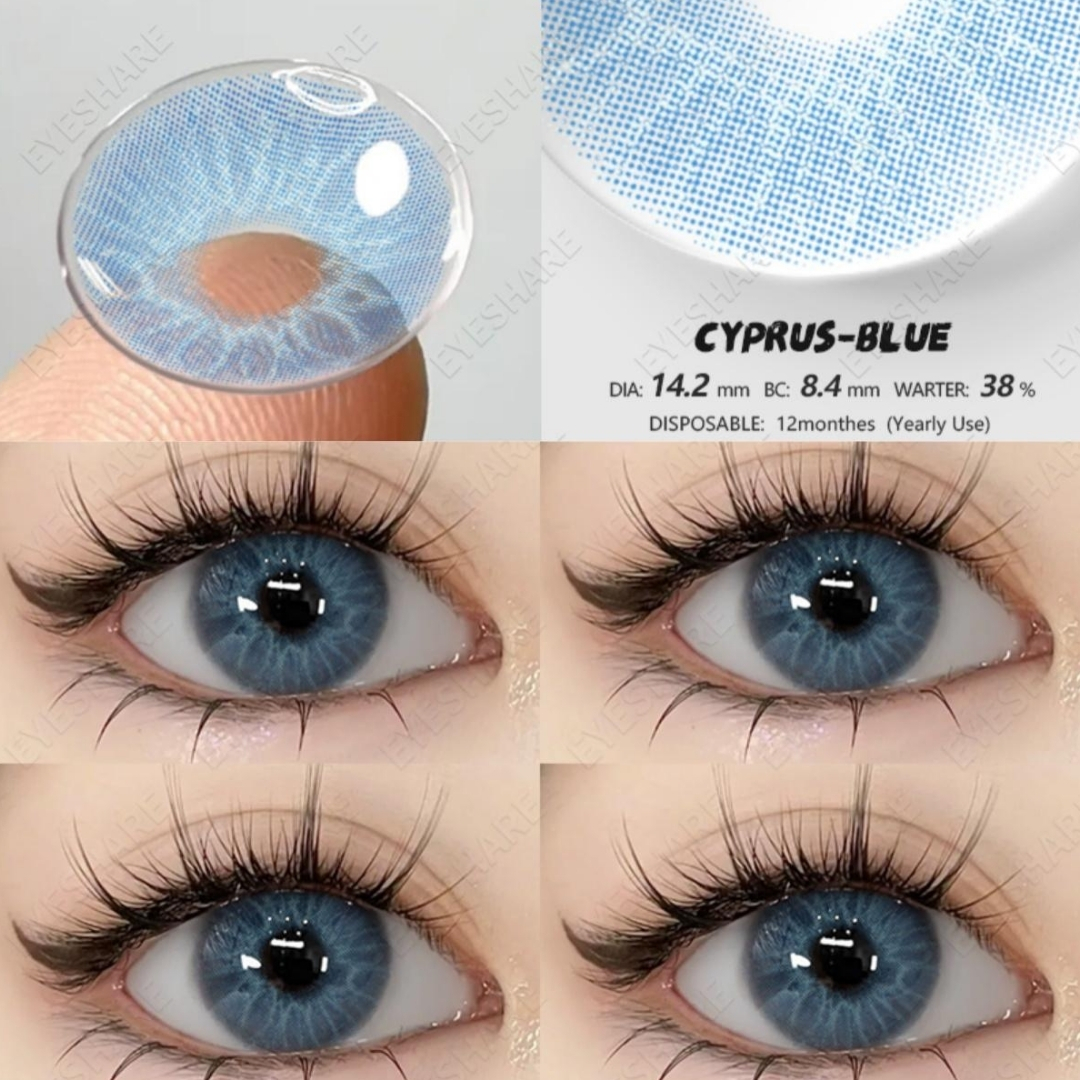 Picture of New Cyprus Blue Color Contact Lens With Regular Kit Box For Men And Women. 1 Pair Ksseye Color Contact Lens For Eye Mackup Cosmetics. Cyprus Series. #cyprus
