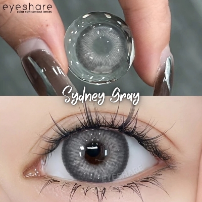 Picture of New Eyeshare Sydney Gray Color contact lens with regular kit box for men & women. 1 pair Eyeshare Color contact lens for eye makeup and Cosmetics. Eyeshare Sydney Series. #sydney