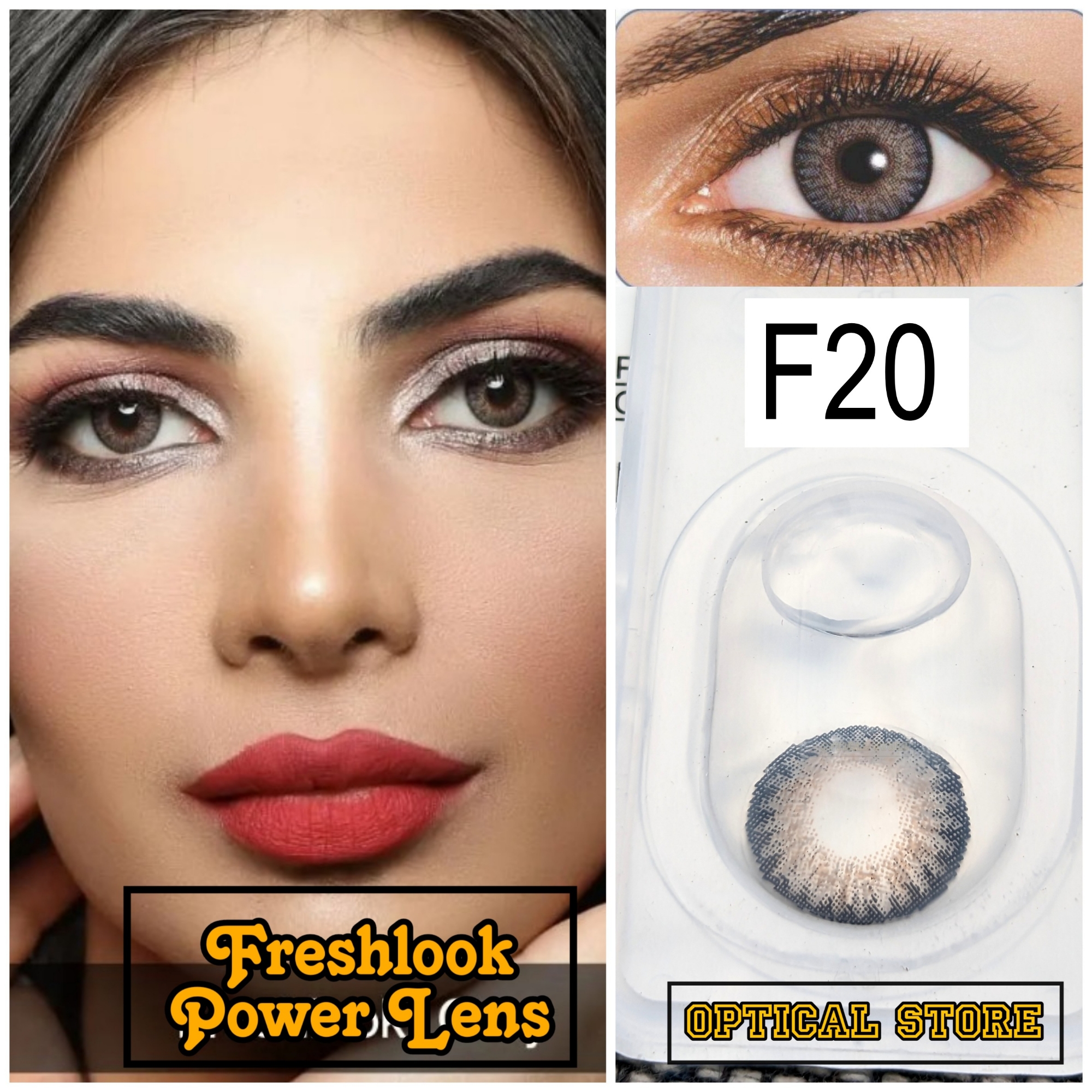 Picture of Freshlook Gray (Plano & Power)Color Contact Lens with kit box.1 pair Freshlook Colorblends Color contact lens For Eyemakeup/eyefashion. Frehlook Colorblensds Series #gray