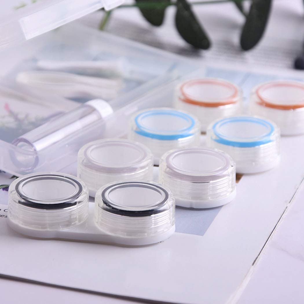 Picture of Transparent Color High-capacity Luxury Cosmetic Eye Contact Lens travel Container/Box, Can Accommodate 4 Pairs, Portable Contact Lens Travel Kit Box With Solution Bottle And Mirror Tweezers Remover, For Daily Outdoor and Travel #4in1