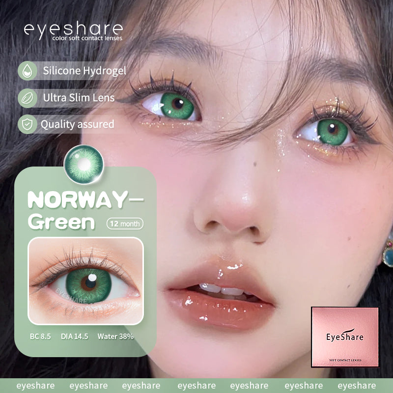Picture of Ksseye Norway Green Color Contact Lens with Lens Kit Box For Men And Women.New Ksseye Norway Series.#nor.wayGreen