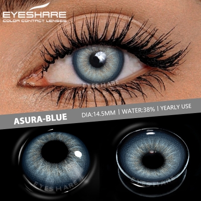 Picture of New Asura Blue Color Contact Lens with Lens Kit Box For Men & Women.1pair Asura Color contact lens For Eye makeup and Cosmetics. Asura Series Contact Lens. #Asura