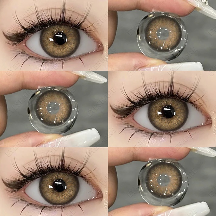 Picture of New Eyeshare Norway Brown Color contact lens with regular kit box for men & women. 1 pair Eyeshare Color contact lens for eye makeup and Cosmetics. Eyeshare Norway Series. #Norway