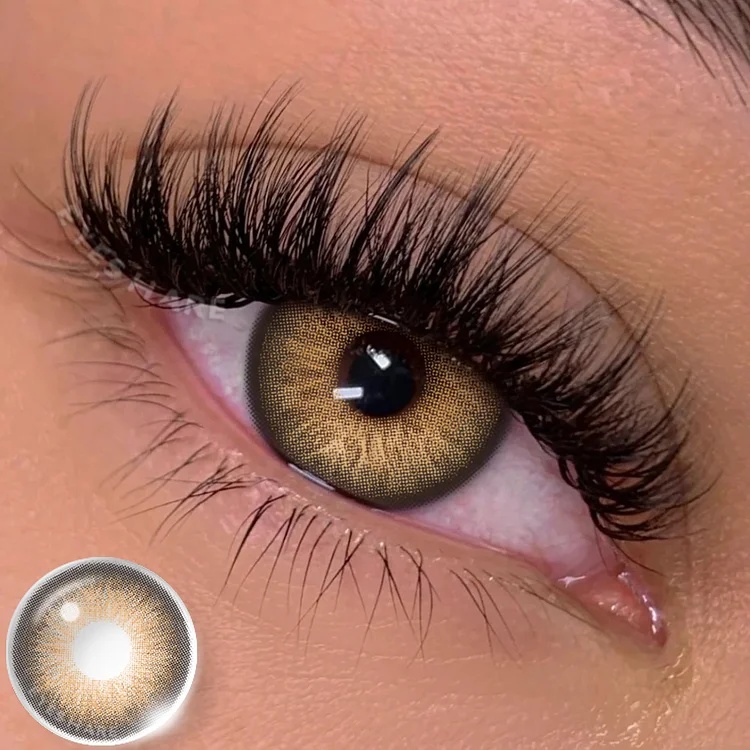 Picture of New Eyeshare Norway Brown Color contact lens with regular kit box for men & women. 1 pair Eyeshare Color contact lens for eye makeup and Cosmetics. Eyeshare Norway Series. #Norway