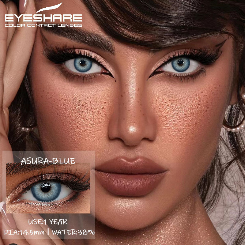 Picture of New Asura Blue Color Contact Lens with Lens Kit Box For Men & Women.1pair Asura Color contact lens For Eye makeup and Cosmetics. Asura Series Contact Lens. #Asura