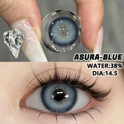 Picture of New Asura Blue Color Contact Lens with Lens Kit Box For Men & Women.1pair Asura Color contact lens For Eye makeup and Cosmetics. Asura Series Contact Lens. #Asura
