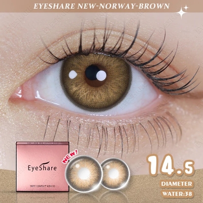 Picture of New Eyeshare Norway Brown Color contact lens with regular kit box for men & women. 1 pair Eyeshare Color contact lens for eye makeup and Cosmetics. Eyeshare Norway Series. #Norway