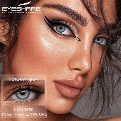 Picture of New Eyeshare Norway Gray Color contact lens with regular kit box for men & women. 1 pair Eyeshare Color contact lens for eye makeup and Cosmetics. Eyeshare Norway Series. #Norway