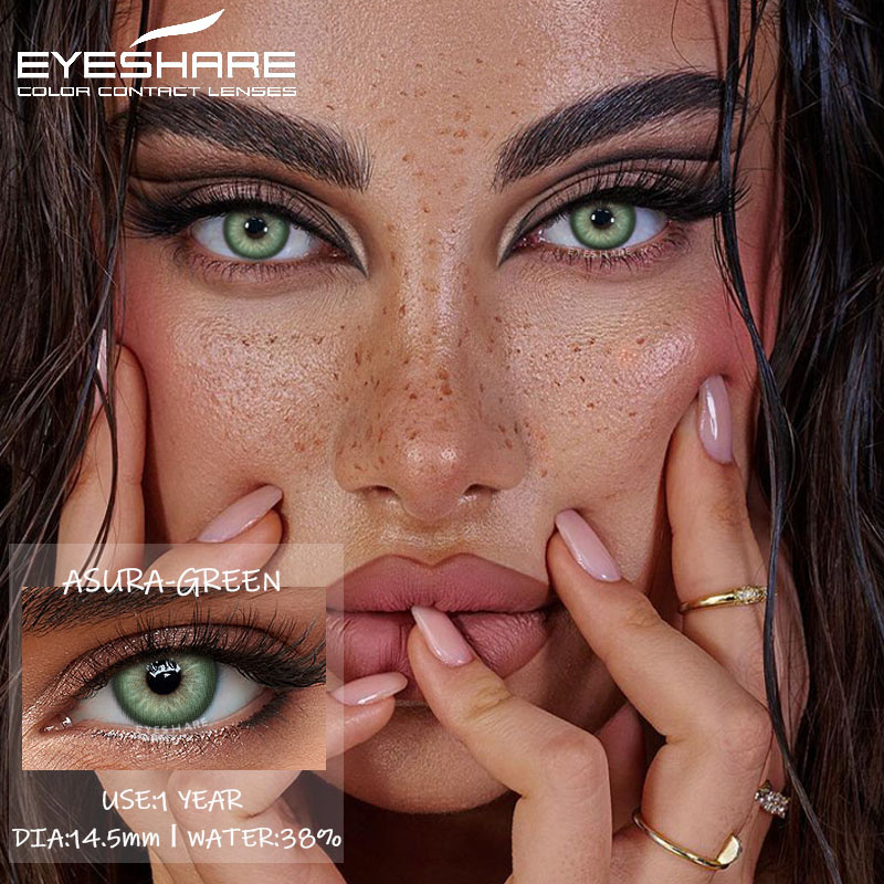 Picture of New Asura Green Color Contact Lens with Lens Kit Box For Men & Women.1pair Asura Color contact lens For Eye makeup and Cosmetics. Asura Series Contact Lens. #Asura