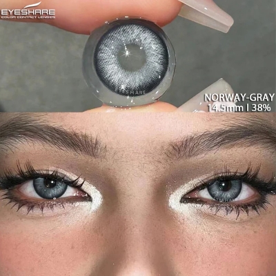 Picture of New Eyeshare Norway Gray Color contact lens with regular kit box for men & women. 1 pair Eyeshare Color contact lens for eye makeup and Cosmetics. Eyeshare Norway Series. #Norway