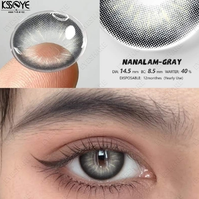 Picture of New Ksseye Nanalam Gray Color Contact Lens With Regular Kit Box For Men And Women. 1 Pair Ksseye Color Contact Lens For Eye Makeup Cosmetics. Ksseye Nanalam Series. #nanalam
