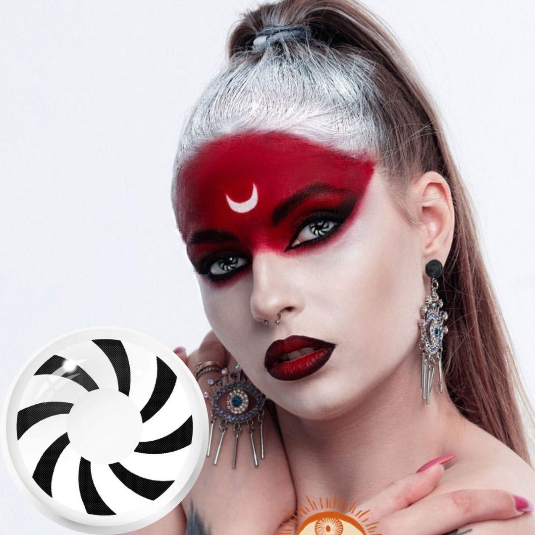 Picture of HALLOWEEN Exclusive Optical Illution Color Contact Lenses For Cosplay,Halloween Party, And Costumes.1pair Optical Illution Color contact Lens with Regular Kit Box. #optical.illu.tion