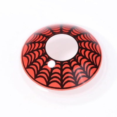 Picture of HALLOWEEN Exclusive Spider Web RED Color Contact Lenses For Cosplay,Halloween Party, And Costumes.1pair Spider web RED Color contact Lens with Regular Kit Box. #spi.der.RED