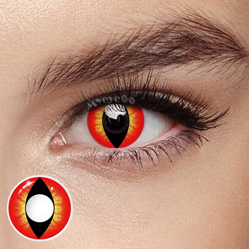 Picture of HALLOWEEN Exclusive Cat eye Reddish Brown Color Contact Lenses For Cosplay,Halloween Party, And Costumes.1pair Cat Eye Reddish Brown Color contact Lens with Regular Kit Box. #c.a.t.eye