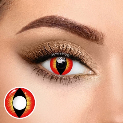 Picture of HALLOWEEN Exclusive Cat eye Reddish Brown Color Contact Lenses For Cosplay,Halloween Party, And Costumes.1pair Cat Eye Reddish Brown Color contact Lens with Regular Kit Box. #c.a.t.eye