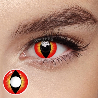 Picture of HALLOWEEN Exclusive Cat eye Reddish Brown Color Contact Lenses For Cosplay,Halloween Party, And Costumes.1pair Cat Eye Reddish Brown Color contact Lens with Regular Kit Box. #c.a.t.eye