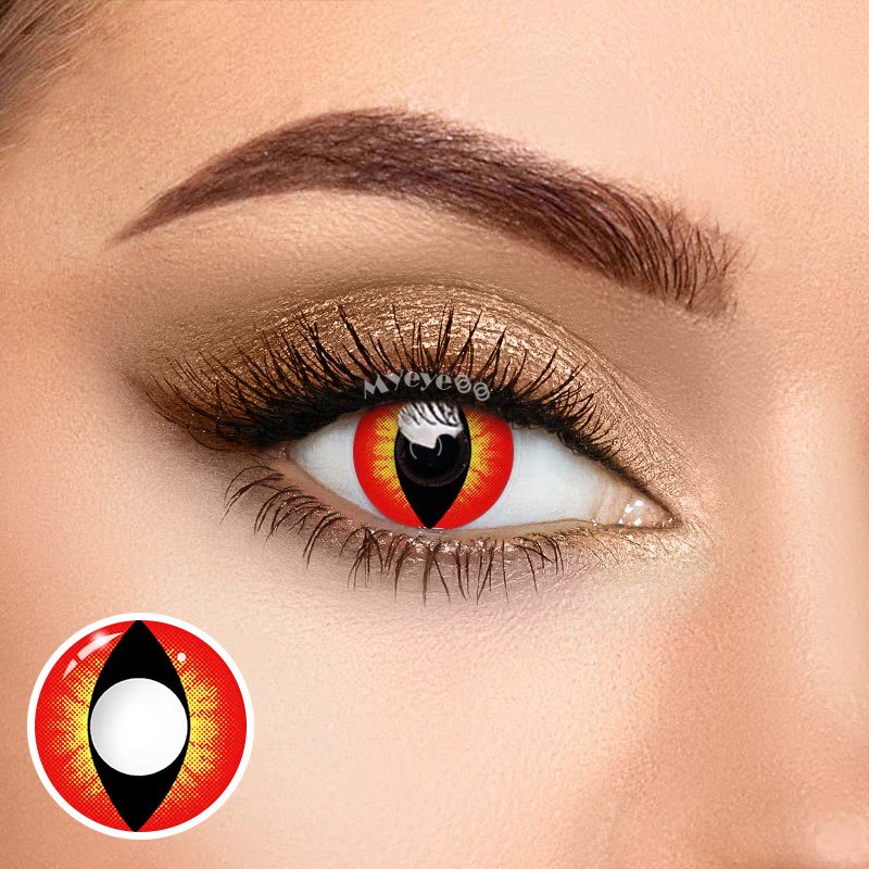 Picture of HALLOWEEN Exclusive Cat eye Reddish Brown Color Contact Lenses For Cosplay,Halloween Party, And Costumes.1pair Cat Eye Reddish Brown Color contact Lens with Regular Kit Box. #c.a.t.eye