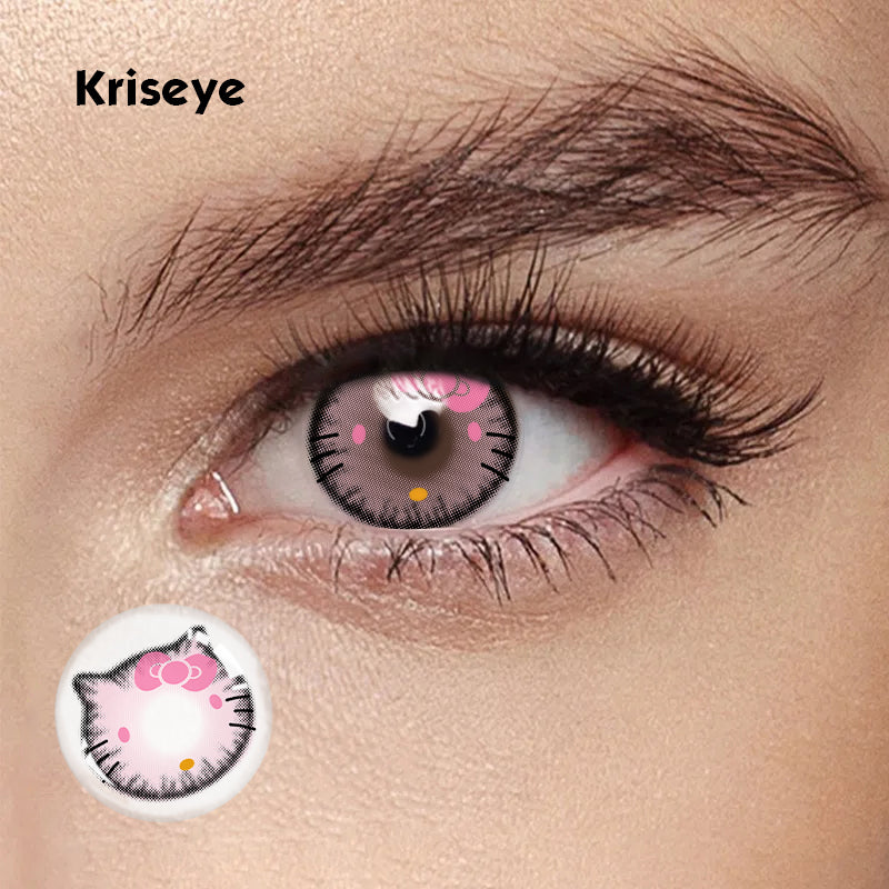 Picture of HALLOWEEN Exclusive Kitty Pink Color Contact Lenses For Cosplay,Halloween Party, And Costumes.1pair  Kitty Pink Color contact Lens with Regular Kit Box. #kitty.pink