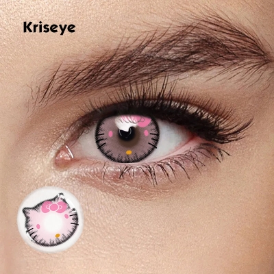 Picture of HALLOWEEN Exclusive Kitty Pink Color Contact Lenses For Cosplay,Halloween Party, And Costumes.1pair  Kitty Pink Color contact Lens with Regular Kit Box. #kitty.pink