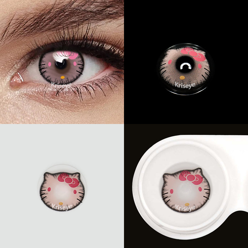 Picture of HALLOWEEN Exclusive Kitty Pink Color Contact Lenses For Cosplay,Halloween Party, And Costumes.1pair  Kitty Pink Color contact Lens with Regular Kit Box. #ki.tt.y.pink