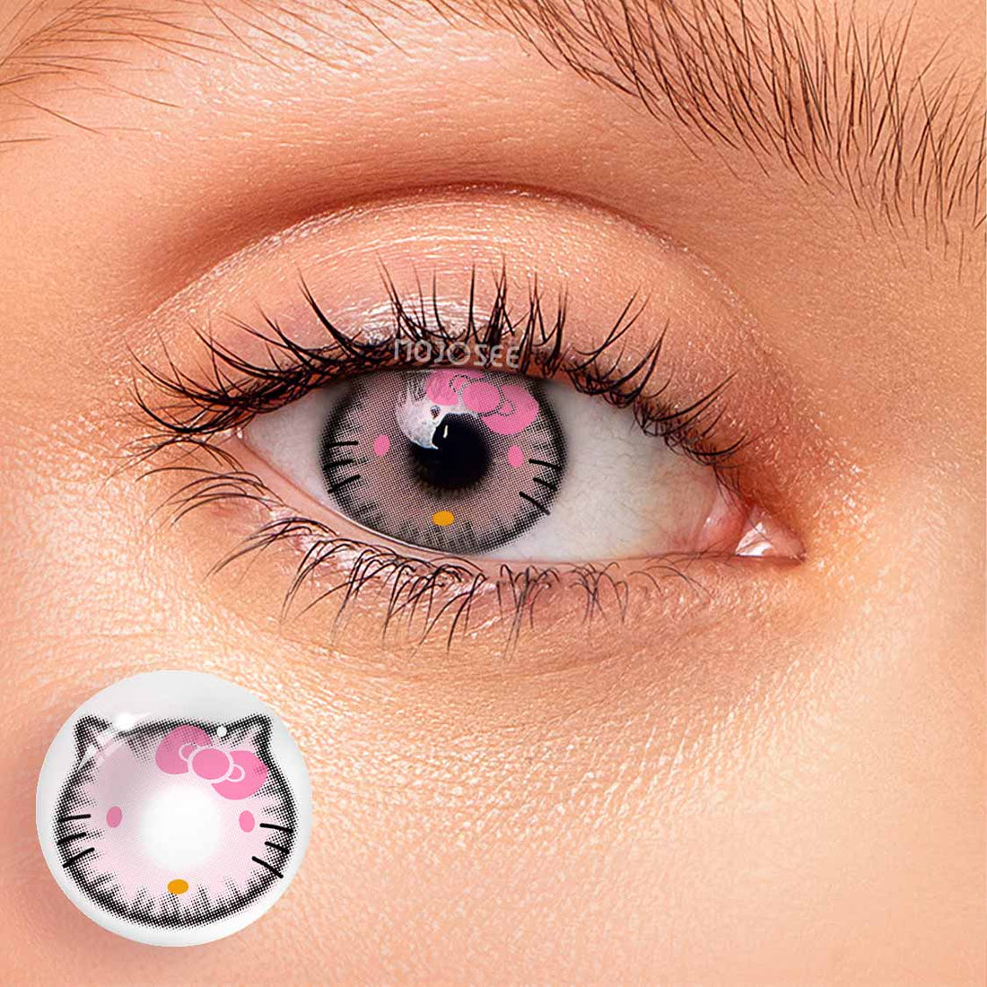 Picture of HALLOWEEN Exclusive Kitty Pink Color Contact Lenses For Cosplay,Halloween Party, And Costumes.1pair  Kitty Pink Color contact Lens with Regular Kit Box. #ki.tt.y.pink