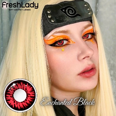 Picture of New HALLOWEEN Exclusive Enchanted Black Color Contact Lens With Regular Kit Box For Men & Women.1pair Enchanted Black Color Contact Lens For Anime Cosplay, Halloween Party and Costumes. Freshlady Halloween Series Contact Lens. #enchantedblack