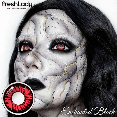 Picture of New HALLOWEEN Exclusive Enchanted Black Color Contact Lens With Regular Kit Box For Men & Women.1pair Enchanted Black Color Contact Lens For Anime Cosplay, Halloween Party and Costumes. Freshlady Halloween Series Contact Lens. #enchantedblack