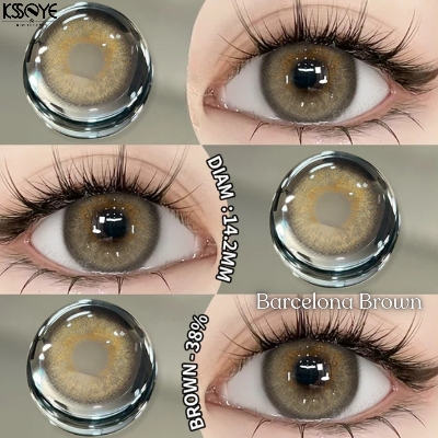 Picture of New Ksseye Barcelona Brown Color Contact Lens With Regular Kit Box For Men and Women. 1 Pair Ksseye Color Contact Lens For Eye Makeup and Cosmetics.Ksseye Barcelona Series. #barcelona