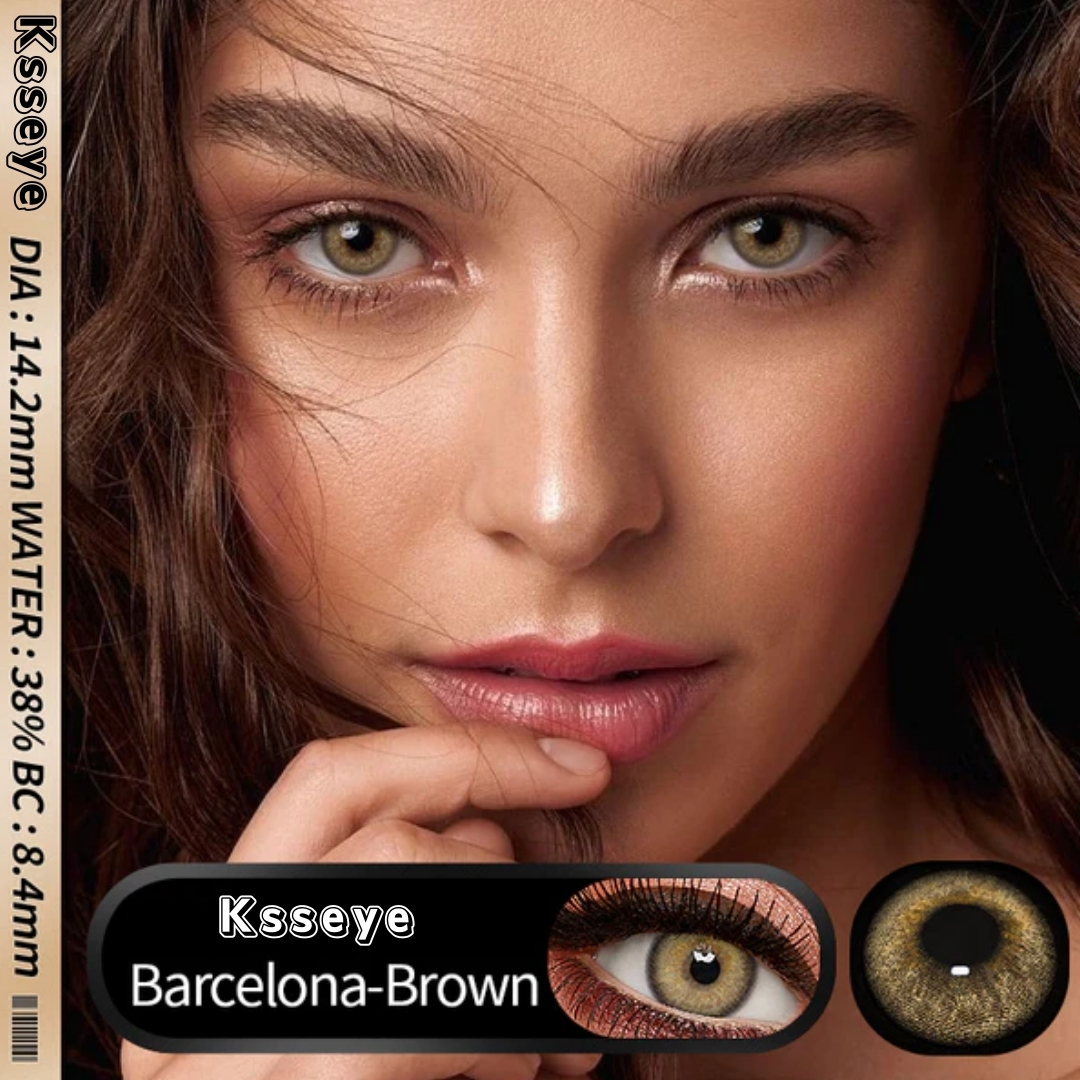 Picture of New Ksseye Barcelona Brown Color Contact Lens With Regular Kit Box For Men and Women. 1 Pair Ksseye Color Contact Lens For Eye Makeup and Cosmetics.Ksseye Barcelona Series. #barcelona