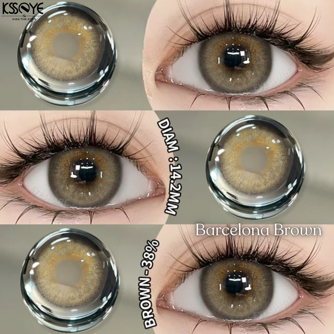 Picture of New Ksseye Barcelona Brown Color Contact Lens With Regular Kit Box For Men and Women. 1 Pair Ksseye Color Contact Lens For Eye Makeup and Cosmetics.Ksseye Barcelona Series. #barcelona