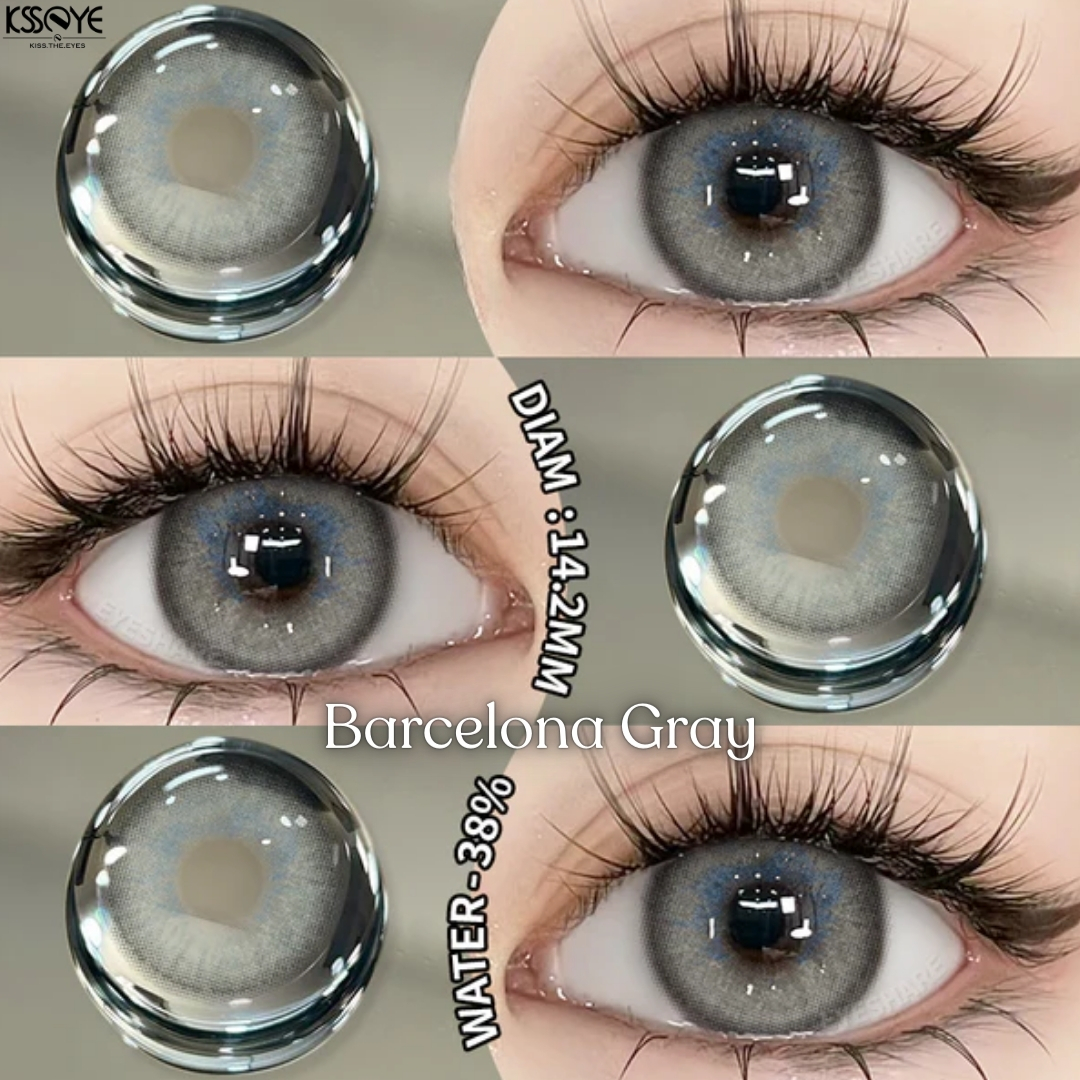 Picture of New Ksseye Barcelona Gray Color Contact Lens With Regular Kit Box For Men and Women. 1 Pair Ksseye Color Contact Lens For Eye Makeup and Cosmetics.Ksseye Barcelona Series. #barcelona