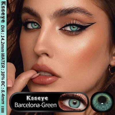 Picture of New Ksseye Barcelona Green Color Contact Lens With Regular Kit Box For Men and Women. 1 Pair Ksseye Color Contact Lens For Eye Makeup and Cosmetics.Ksseye Barcelona Series. #barcelona