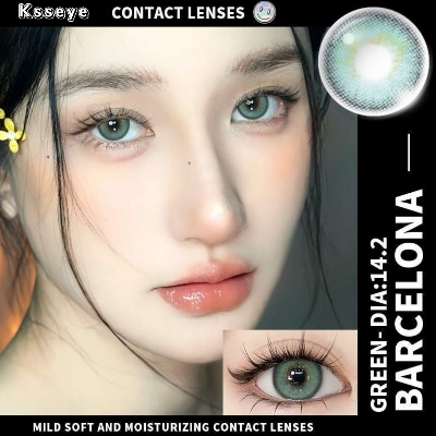 Picture of New Ksseye Barcelona Green Color Contact Lens With Regular Kit Box For Men and Women. 1 Pair Ksseye Color Contact Lens For Eye Makeup and Cosmetics.Ksseye Barcelona Series. #barcelona