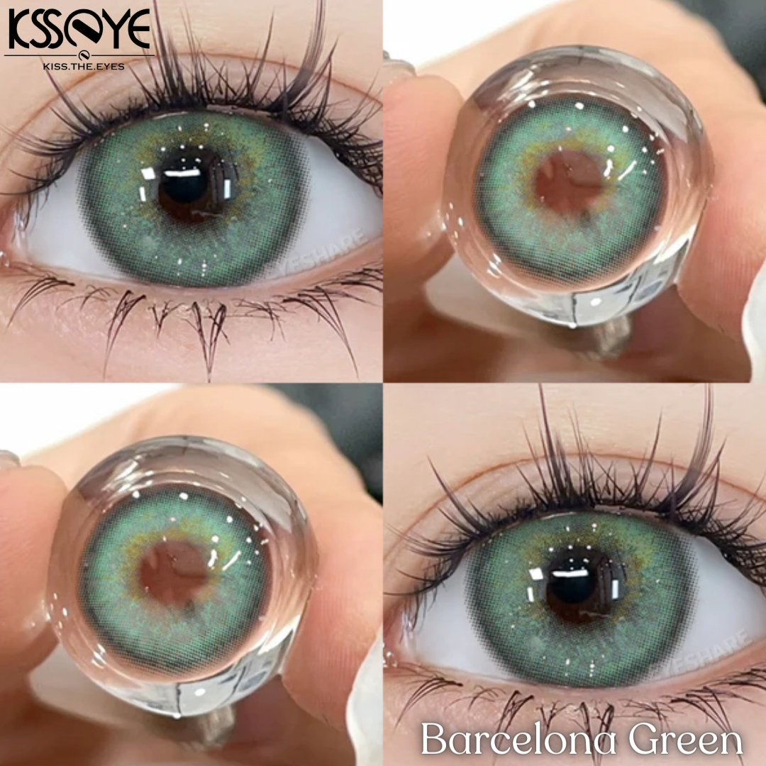 Picture of New Ksseye Barcelona Green Color Contact Lens With Regular Kit Box For Men and Women. 1 Pair Ksseye Color Contact Lens For Eye Makeup and Cosmetics.Ksseye Barcelona Series. #barcelona
