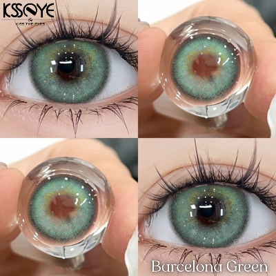 Picture of New Ksseye Barcelona Green Color Contact Lens With Regular Kit Box For Men and Women. 1 Pair Ksseye Color Contact Lens For Eye Makeup and Cosmetics.Ksseye Barcelona Series. #barcelona