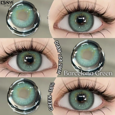 Picture of New Ksseye Barcelona Green Color Contact Lens With Regular Kit Box For Men and Women. 1 Pair Ksseye Color Contact Lens For Eye Makeup and Cosmetics.Ksseye Barcelona Series. #barcelona