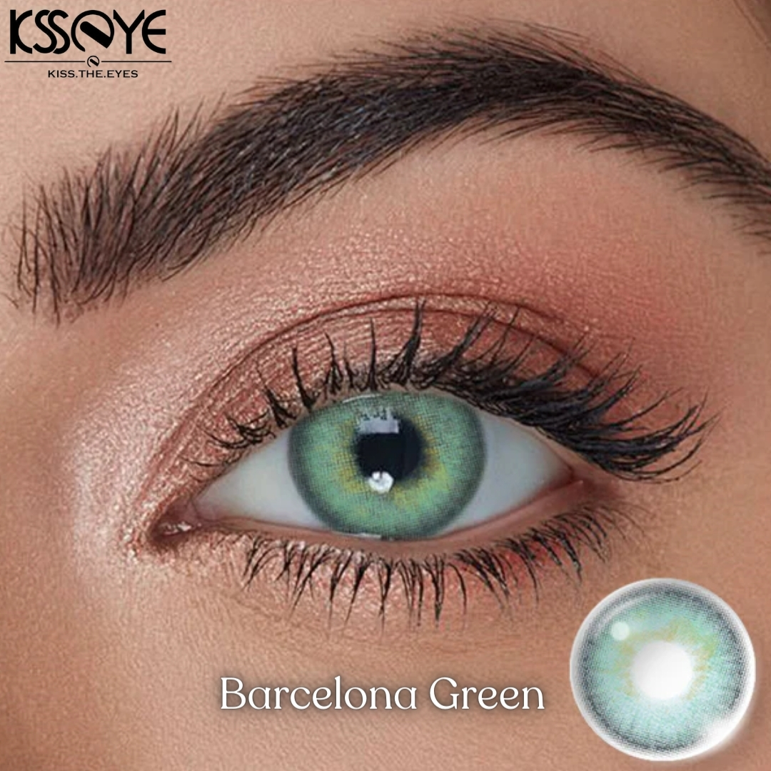Picture of New Ksseye Barcelona Green Color Contact Lens With Regular Kit Box For Men and Women. 1 Pair Ksseye Color Contact Lens For Eye Makeup and Cosmetics.Ksseye Barcelona Series. #barcelona