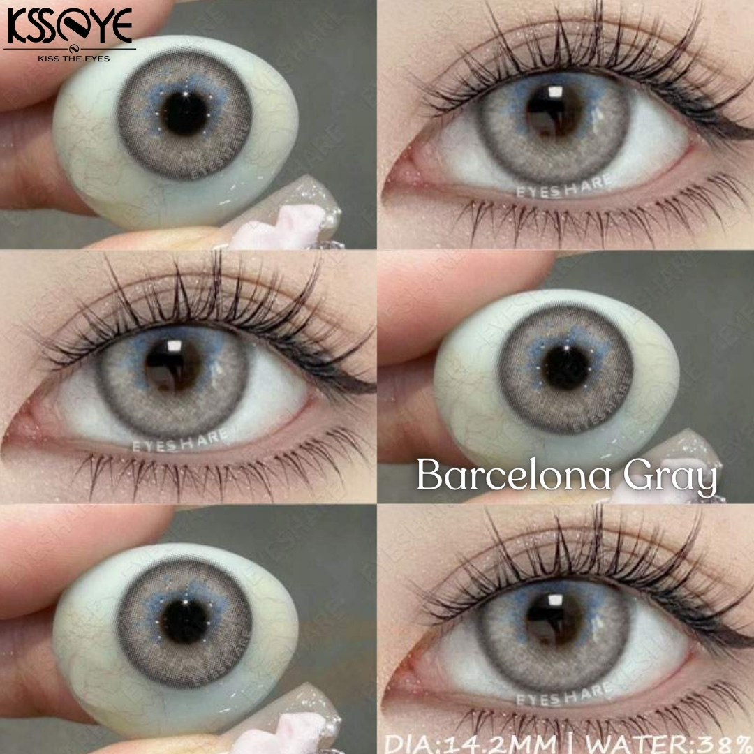Picture of New Ksseye Barcelona Gray Color Contact Lens With Regular Kit Box For Men and Women. 1 Pair Ksseye Color Contact Lens For Eye Makeup and Cosmetics.Ksseye Barcelona Series. #barcelona