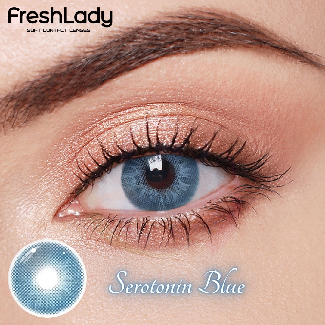 Picture of New Freshlady 5 HT Blue Color Contact Lens With regular kit box for men & women. 1 pair Freshlady Color Contact Lens For Eye makeup/Eye Fashion. Freshlady La Girl Series. #5ht