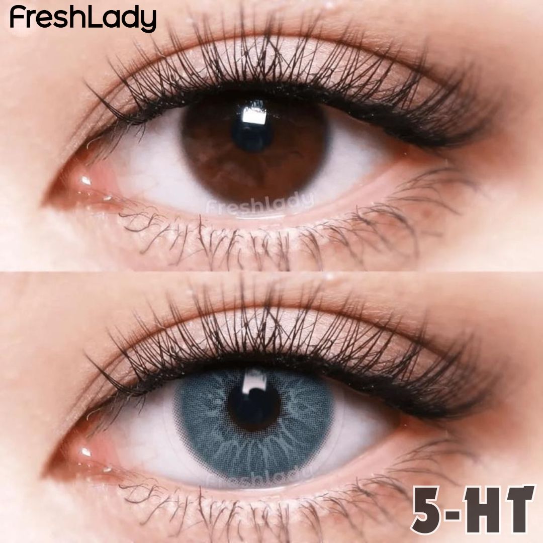 Picture of New Freshlady 5 HT Blue Color Contact Lens With regular kit box for men & women. 1 pair Freshlady Color Contact Lens For Eye makeup/Eye Fashion. Freshlady La Girl Series. #5ht
