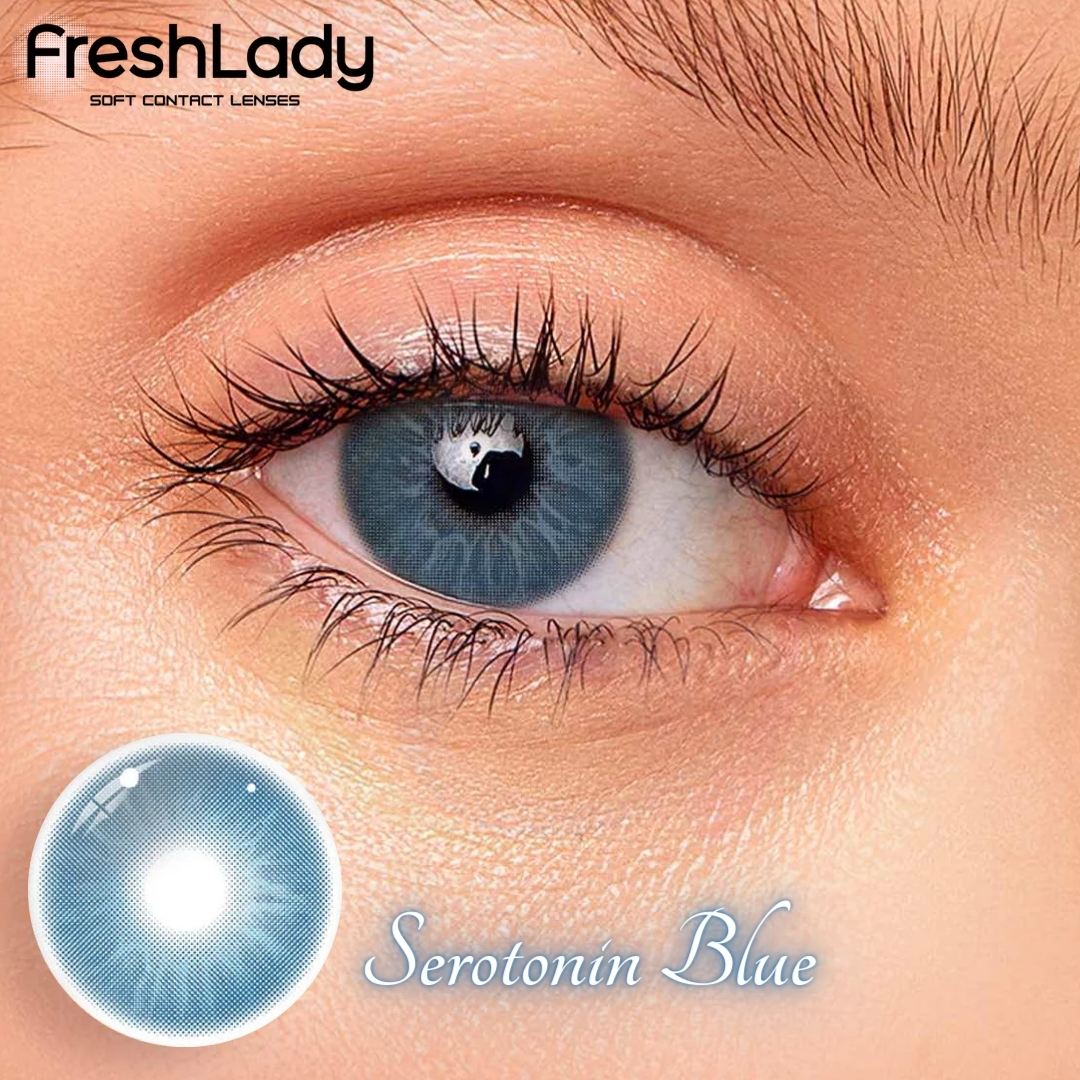 Picture of New Freshlady 5 HT Blue Color Contact Lens With regular kit box for men & women. 1 pair Freshlady Color Contact Lens For Eye makeup/Eye Fashion. Freshlady La Girl Series. #5ht