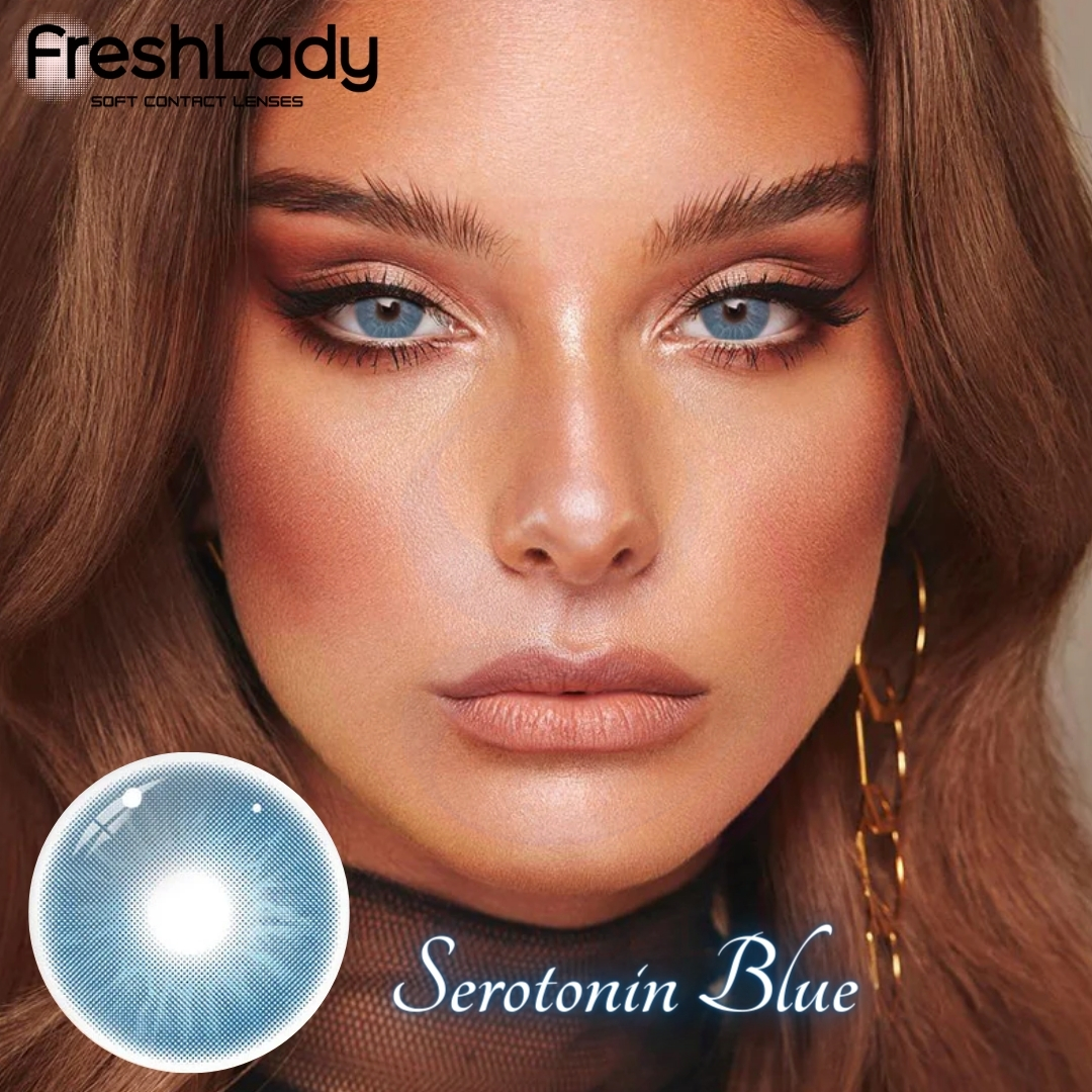 Picture of New Freshlady 5 HT Blue Color Contact Lens With regular kit box for men & women. 1 pair Freshlady Color Contact Lens For Eye makeup/Eye Fashion. Freshlady La Girl Series. #5ht