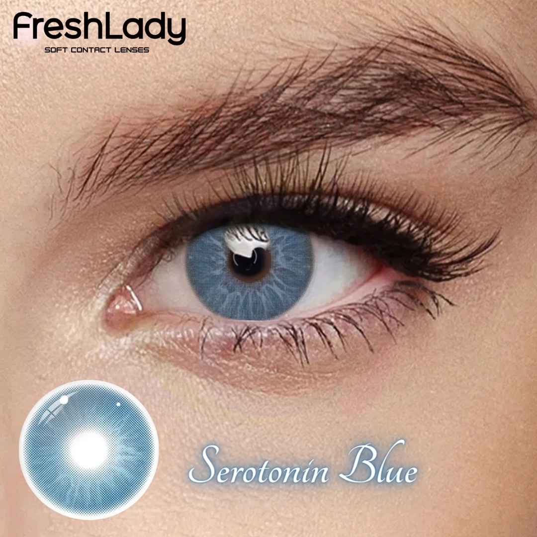 Picture of New Freshlady 5 HT Blue Color Contact Lens With regular kit box for men & women. 1 pair Freshlady Color Contact Lens For Eye makeup/Eye Fashion. Freshlady La Girl Series. #5ht